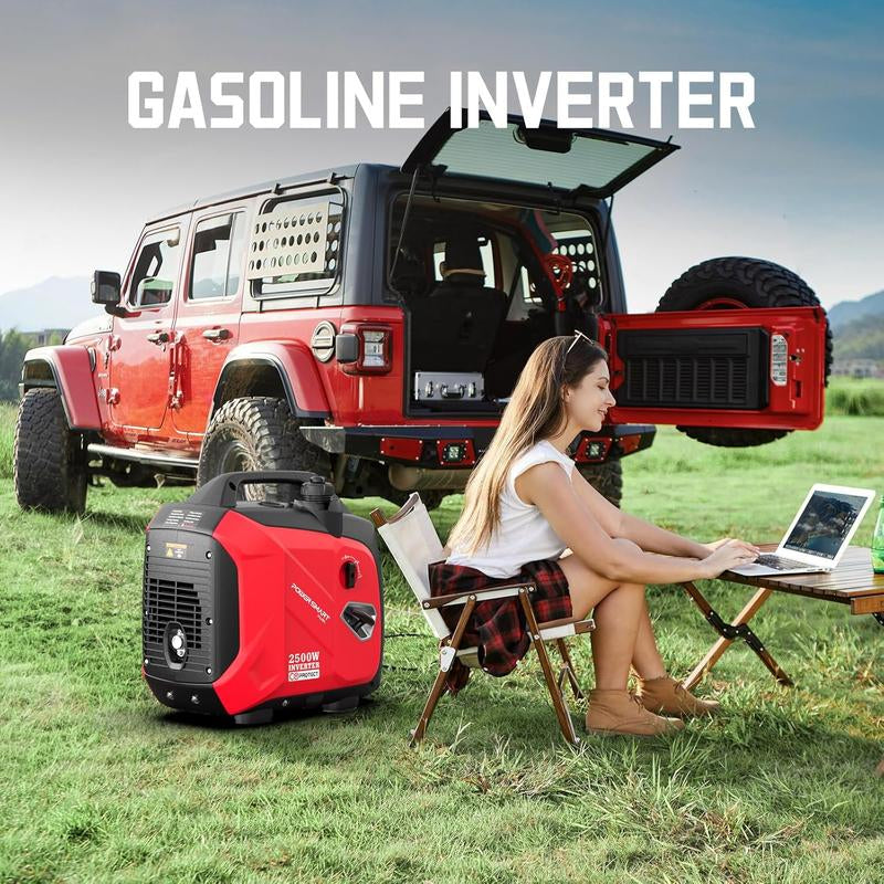 Powersmart 2500W Inverter Gas Generator ,39-Pound RV Ready Outdoor Generator, Parallel Capability, Quiet Generator for Home Use,Camping,Weather Resistant,Low Fuel Consumption,Portable,Quiet Operation,Outdoor Use, Hurricane,Emergency,Springtok(Hb5020C)