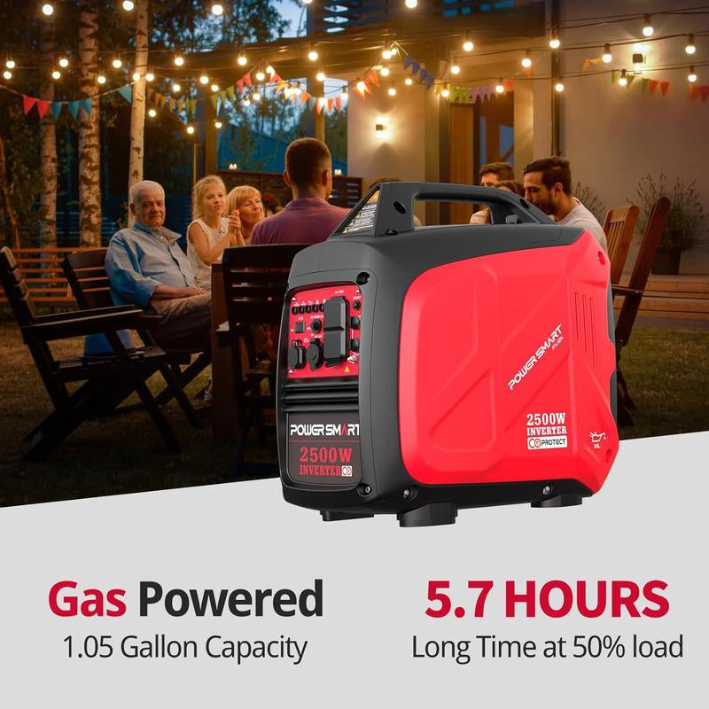 Powersmart 2500W Inverter Gas Generator ,39-Pound RV Ready Outdoor Generator, Parallel Capability, Quiet Generator for Home Use,Camping,Weather Resistant,Low Fuel Consumption,Portable,Quiet Operation,Outdoor Use, Hurricane,Emergency,Springtok(Hb5020C)