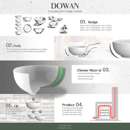 22 Ounce Soup and Cereal Bowls, Porcelain Serving Salad Bowls, Dishwasher & Microwave Safe, Centerpiece Serving Bowls, White,Bowl Set for Rice Pasta Oatmeal