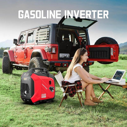 Powersmart 2500W Inverter Gas Generator ,39-Pound RV Ready Outdoor Generator, Parallel Capability, Quiet Generator for Home Use,Camping,Weather Resistant,Low Fuel Consumption,Portable,Quiet Operation,Outdoor Use, Hurricane,Emergency,Springtok(Hb5020C)