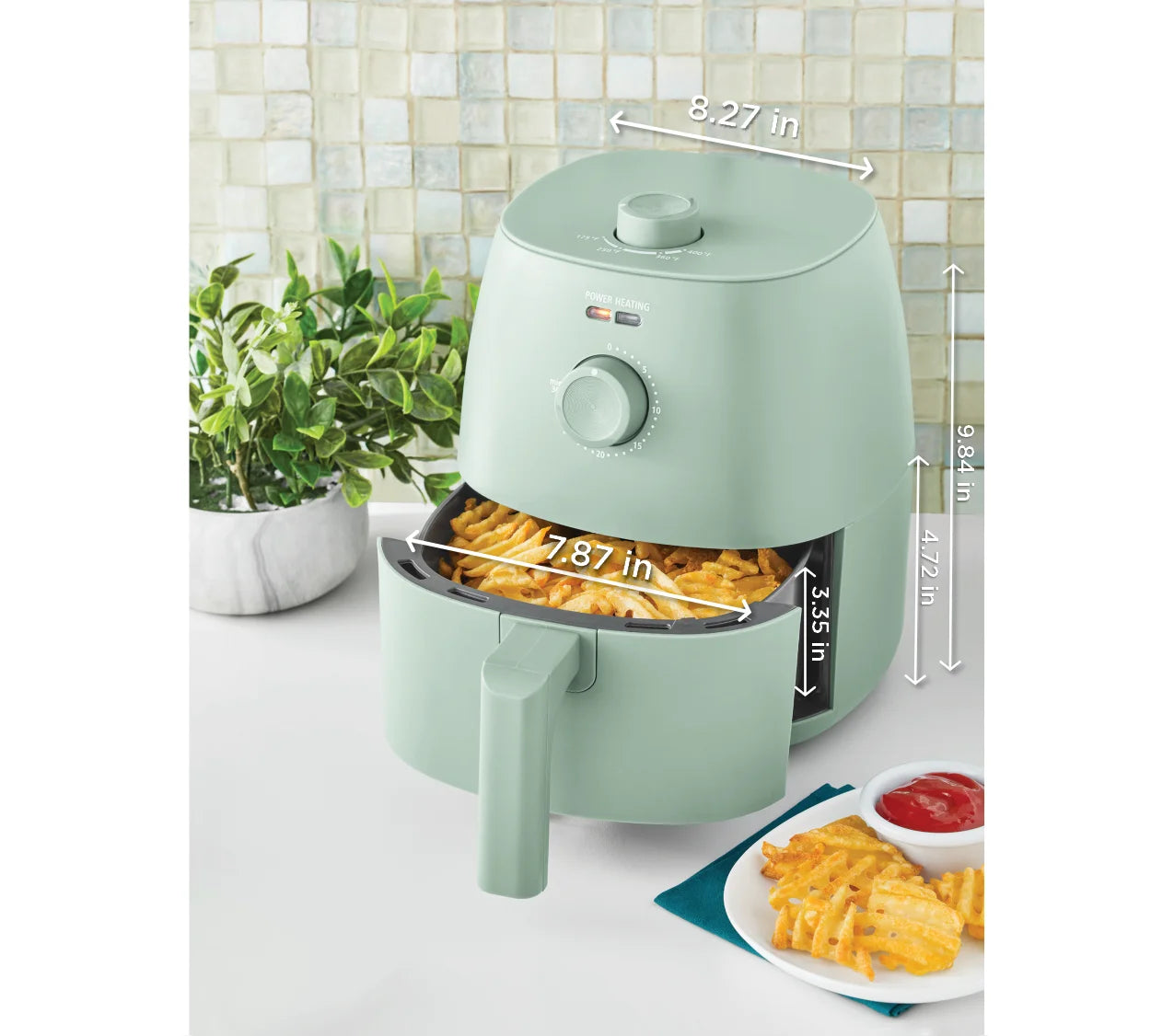 2.2 Qt Air Fryer, Sage Green - Automatic Shutoff, Nonstick
